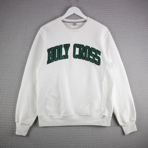 Russell Athletic Holy Cross Sweater Spell Out Mens Medium - Picture 1 of 8